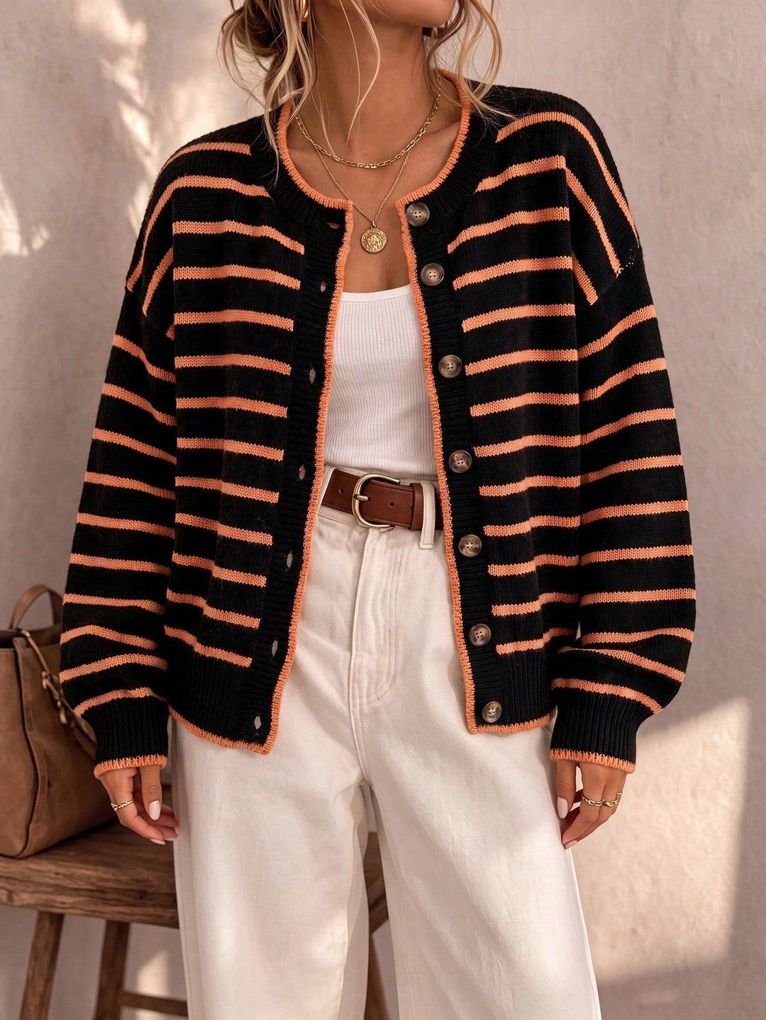 Clara - Striped Knit Cardigan with Pockets